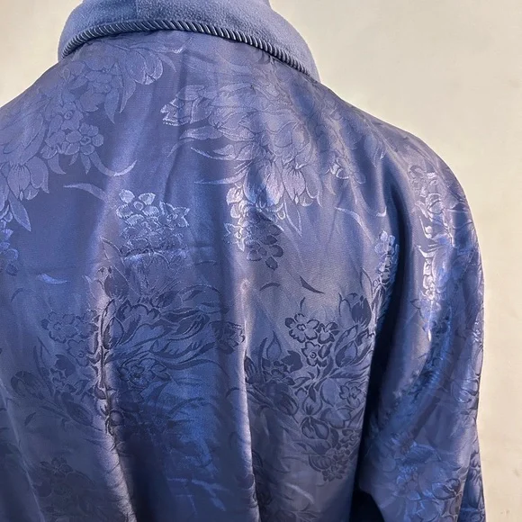 Vintage blue Sonoma floral fleece lined robe size large - Picture 4 of 9